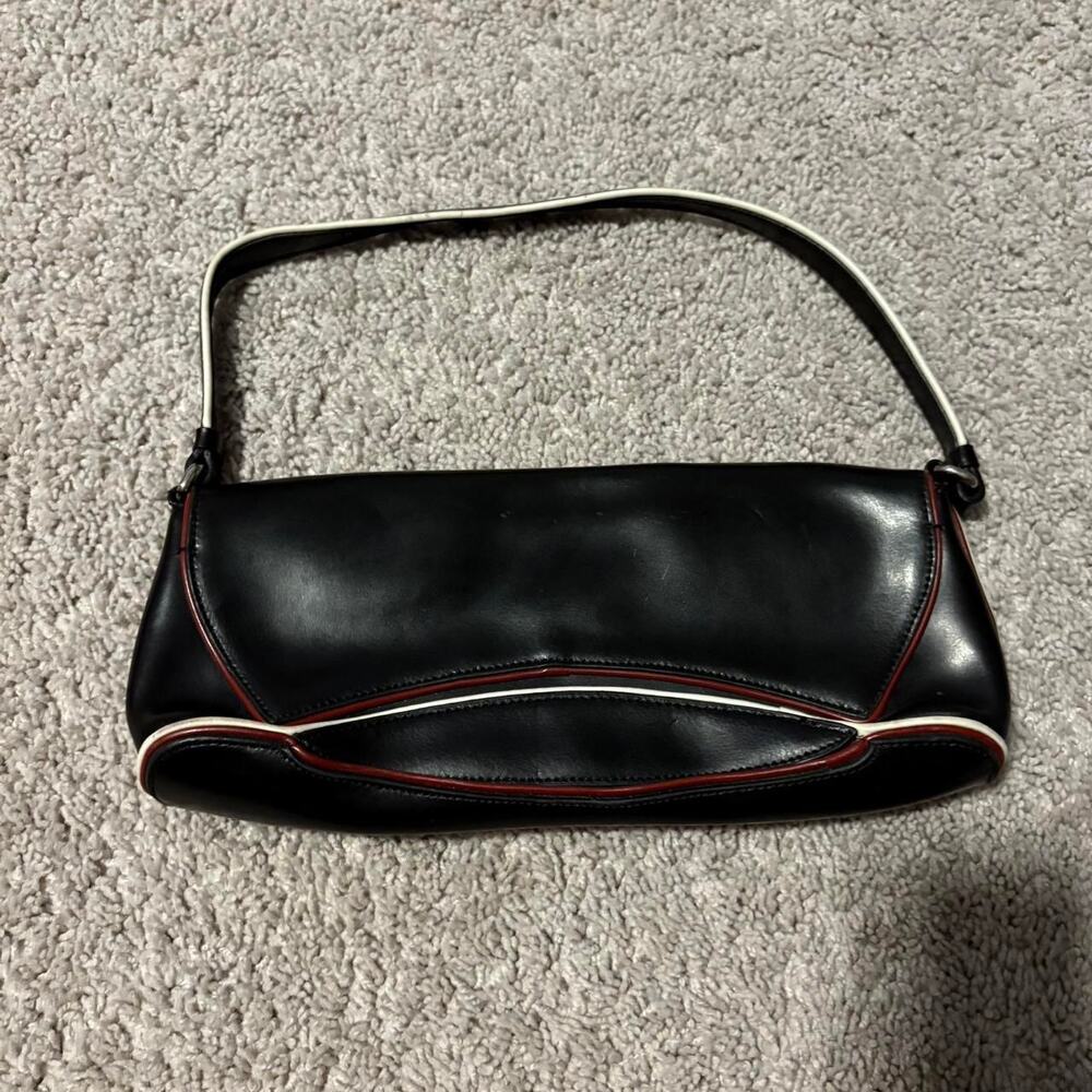 Y2K Me Too Red and Black Shoulder Leather Clutch Bag